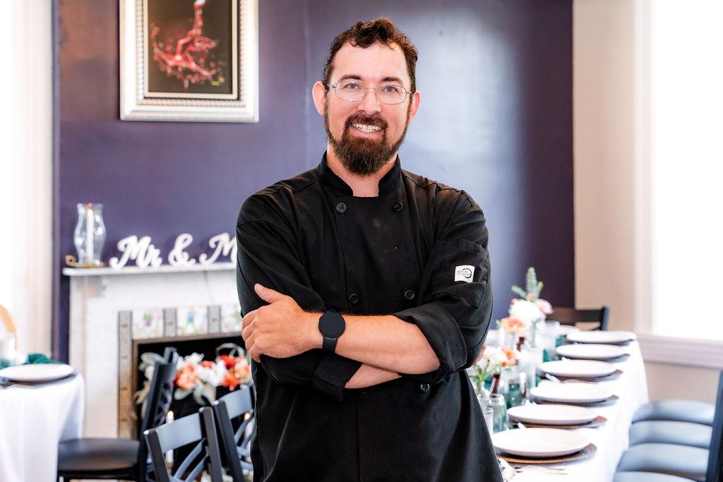Chef Matt Stone of Dragonfly Catering standing in the Downingtown event space